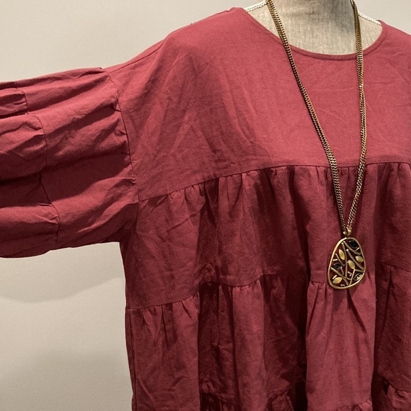 LUNAR Fox MAYA BLOUSE - MAROON Size 12 LARGE - Picture 9 of 15